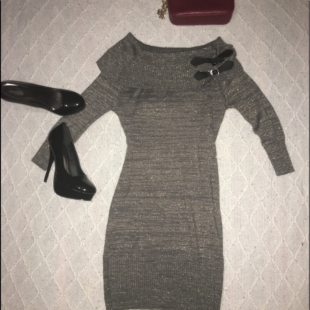Sparkly sweater dress.